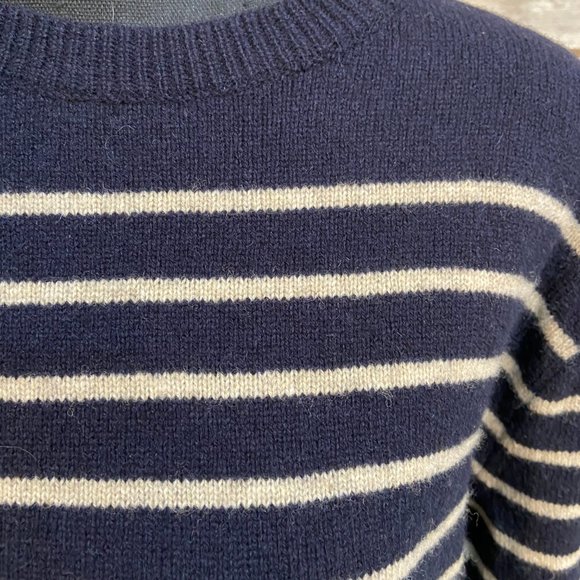 J Crew Striped Blue and Cream Sweater - Picture 3 of 6